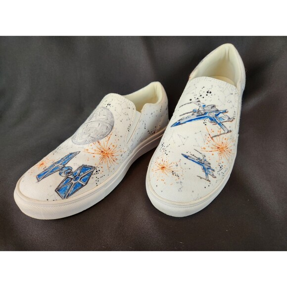 Star Wars Bibbidi Bling Canvas Sneakers Loafers Shoes Disney Jedi Art Womens 7 - Picture 2 of 14